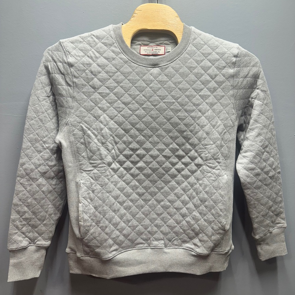 Guideboat Co Mountaintop Quilted Japanese Jacquard Sweatshirt Grey Mens Large L